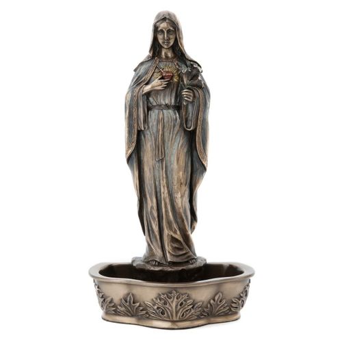 By Sigris - Figura Corazón Inmaculado Dorado de Resina | Figura de Persona Figuras De Resina Para Jardin Figura Resina Decoración 23x8x12cm