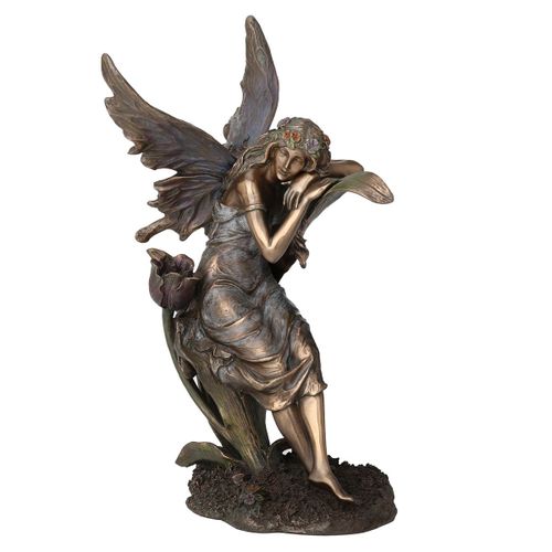 ORIGEN Home Decor Figura Hada sentada Bronce | Figura Mitológica Dorado - 23x14x13cm