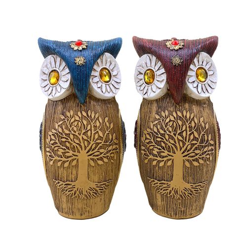 ORIGEN Home Decor Buho 2U Buhos Figura de Búho Marrón 16x9x8cm<br /><br />