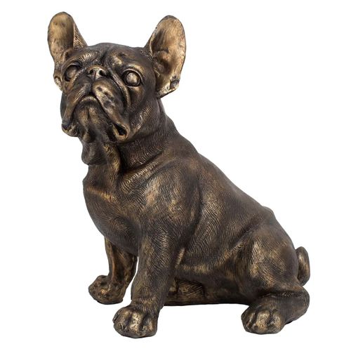 ORIGEN Home Decor Perro Bulldog Animales Figura de Perro Gris - 27x24x17cm<br /><br />