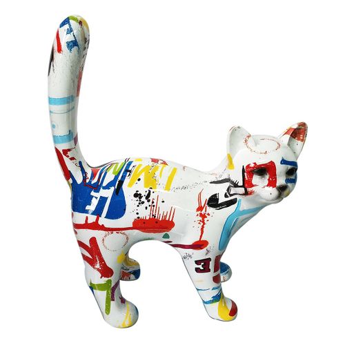 ORIGEN Home Decor Gato Animales | Figura de Gato Blanco - 30x25x12cm<br /><br />