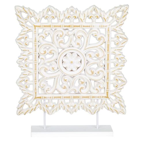 Signes Grimalt By SIGRIS - Adorno con base Mosaico Blanco de Mdf | Figura Figuras Decorativas Decoracion Salon 40x48x8cm