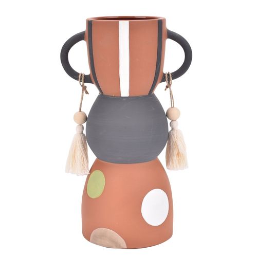 ORIGEN Home Decor Jarrón Jarrones Y Portavelas | Jarrón Marrón - 30x18x13cm
