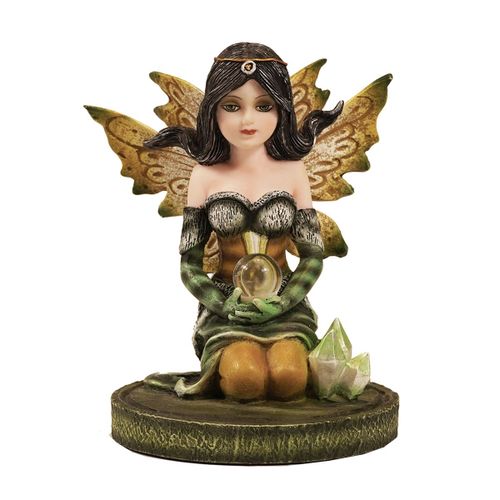 ORIGEN Home Decor Hada Sentada Fantasia | Figura de Hada Verde - 9x7x7cm<br /><br />