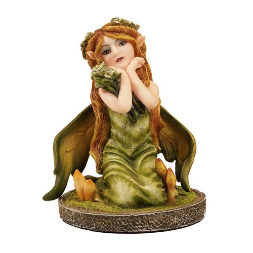 ORIGEN Home Decor Hada Sentada Fantasia | Figura de Hada Verde - 9x7x7cm<br /><br />
