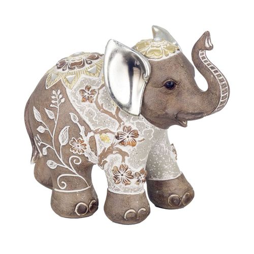 Signes Grimalt By SIGRIS - Figura Elefante Blanco de Resina | Figura de Elefante Figuras De Resina Para Jardin Figura Resina Decoración 15x8x19cm
