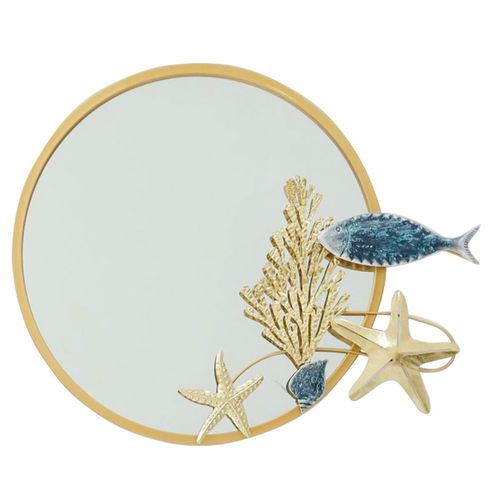 Signes Grimalt By Sigris - Espejo con peces Muebles | Mueble Auxiliar Dorado - 64x4x80 cm