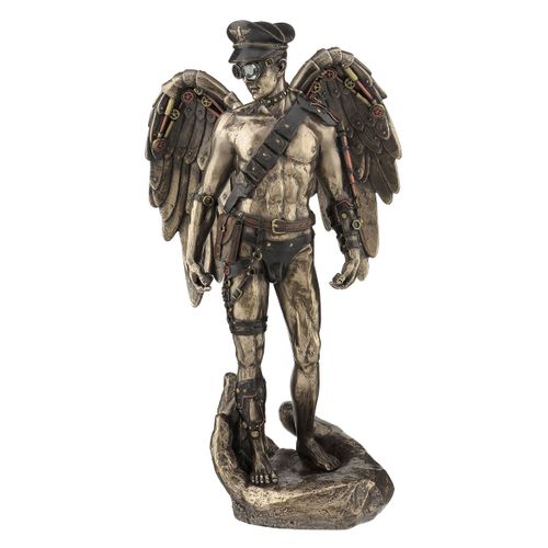 ORIGEN Home Decor Figura Hombre desnudo Bronce | Figura Mitológica Plateado - 30x16x15cm