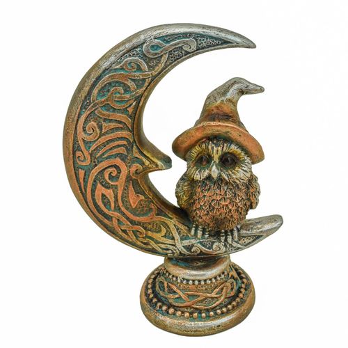 ORIGEN Home Decor Buho Sobre Luna Fantasia | Figura de Búho Marrón - 10x7x4cm<br /><br />