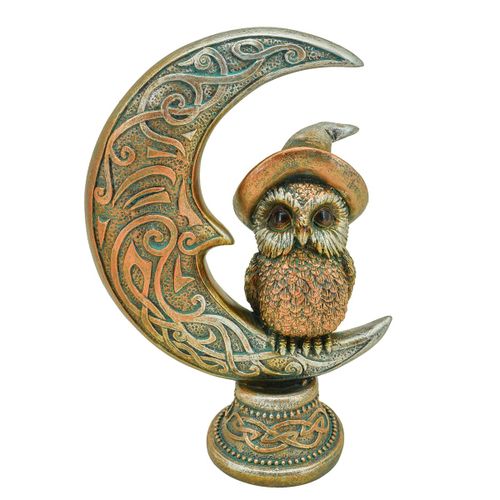 ORIGEN Home Decor Buho Sobre Luna Fantasia - Figura de Búho Marrón 17x12x6cm<br /><br />
