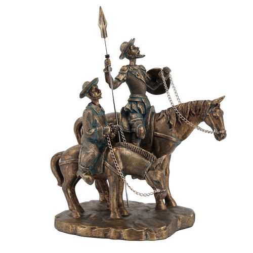 ORIGEN Home Decor Don Quijote Y Sancho Panza Bronce | Figura de Persona Gris - 23x21x15cm<br /><br />