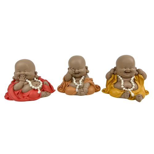 ORIGEN Home Decor Monje No Ve-Oye-Habla 3U Budas Figura de Buda Marrón - 8x10x8cm<br /><br />
