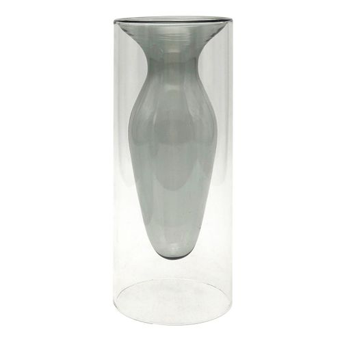 ORIGEN Home Decor Jarrón cristal Jarrones Y Portavelas | Jarrón Gris - 20x8x8cm