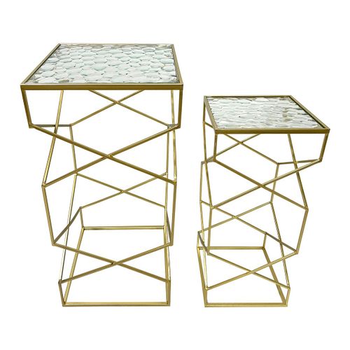 Origen Home Decor Mesas 2 U Mueble Auxiliar | Mesa Auxiliar Dorado - 70x32x32cm