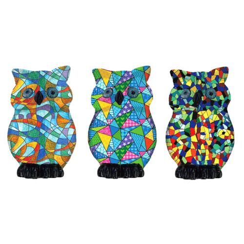 ORIGEN Home Decor Buho 3U Buhos Verde - Figura de Búho 5x4x4cm Resina Alta Calidad<br /><br />