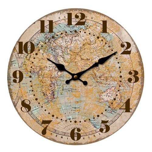 ORIGEN Home Decor Reloj Mapa Relojes Naranja Redondo 34x34x4cm Decoración Pared Vintage<br /><br />
