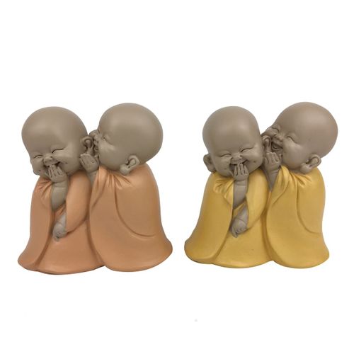 ORIGEN Home Decor Figura Monjes Secreto 2U Budas | Figura de Buda Naranja - 12x12x7cm<br /><br />
