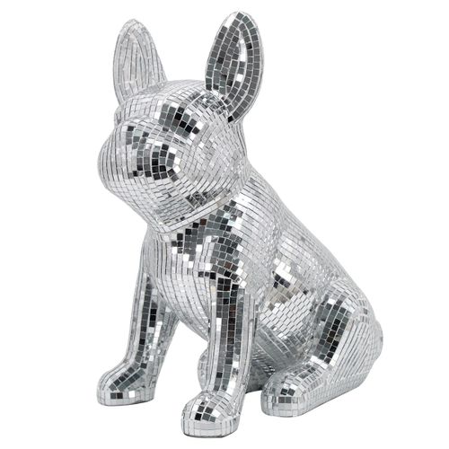 ORIGEN Home Decor Perro Animales | Figura de Perro Plateado - 32x28x17cm<br /><br />