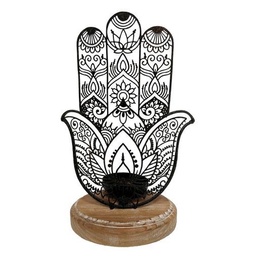 Origen Home Decor Candelabro Mano De Fatima Jarrones Y Portavelas Gris 33x22x14cm<Br /><Br />