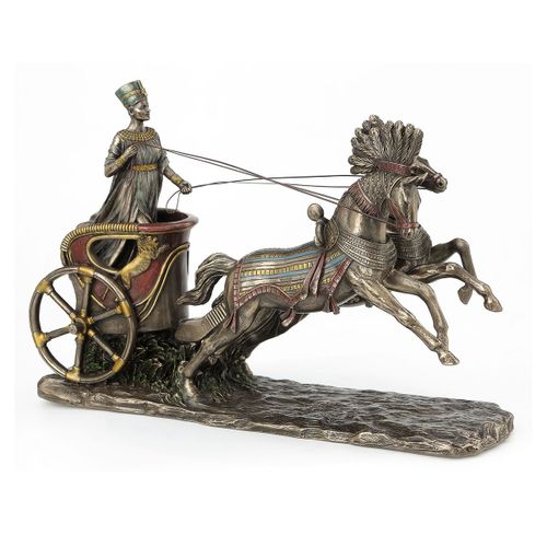 ORIGEN Home Decor Nefertiti en Carro Reina Bronce Figura Diosa Verde 19x30x9cm<br /><br />