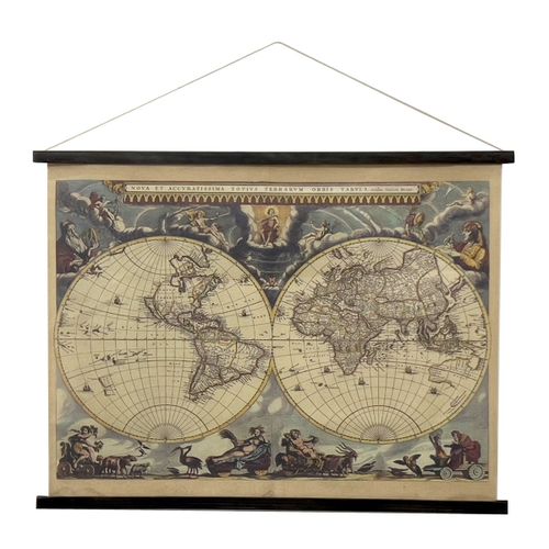 ORIGEN Home Decor Lienzo Enrollable Mapamundi Cuadros Marrón Rectangular 75x100x2cm<br /><br />