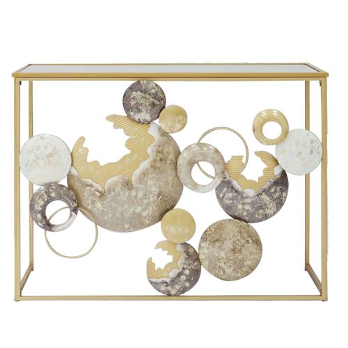 Signes Grimalt By Sigris - Mesa Con Abstracto Muebles | Mueble Auxiliar Dorado - 80x38x108 Cm