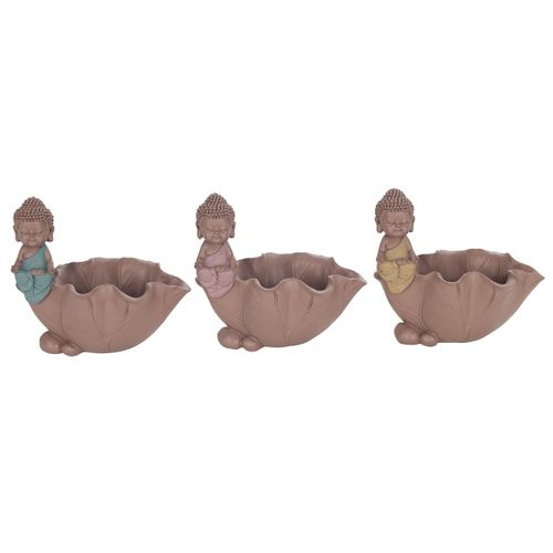 Signes Grimalt By Sigris - Figura Buda Portavela Pack 3 Unidades Figuras | Budas Marrón - 13x9x15 cm