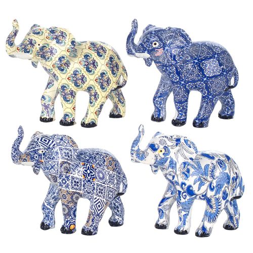 Signes Grimalt By Sigris - Figura Elefante Pack 4 Unidades Figuras | Africanas Y Elefantes Azul - 11x6x12 cm