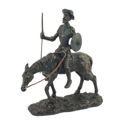 ORIGEN Home Decor Figura Don quijote caballo Bronce | Figura de Sobremesa Negro - 30x26x8cm