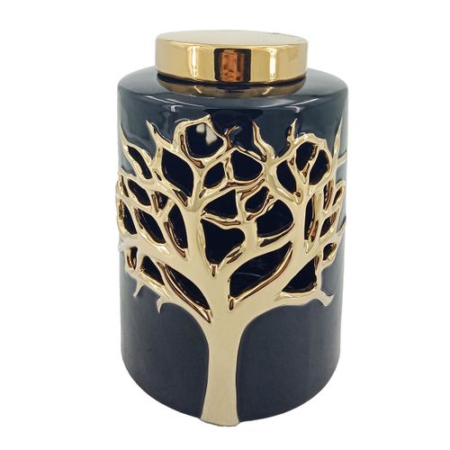 ORIGEN Home Decor Jarrón Jarrones Y Portavelas | Jarrón Dorado - 23x14x14cm