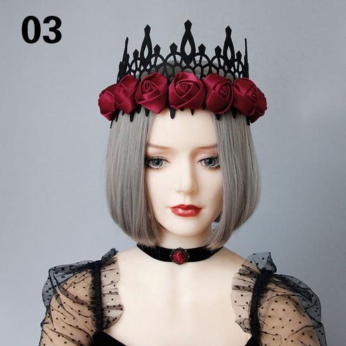 Fd-55-1 - Couronne De Tête Gothique Noire Pour Femmes, Vintage, Accessoire Magique, Diadème, Fête'halloween, Cosplay, Princesse Vampire 