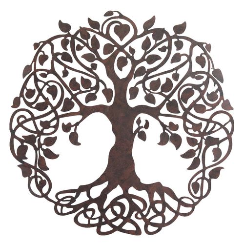 ORIGEN Home Decor - Adorno Pared Árbol Vida Adorno Pared | Apliques Metal Marrón - 60x0x60 cm