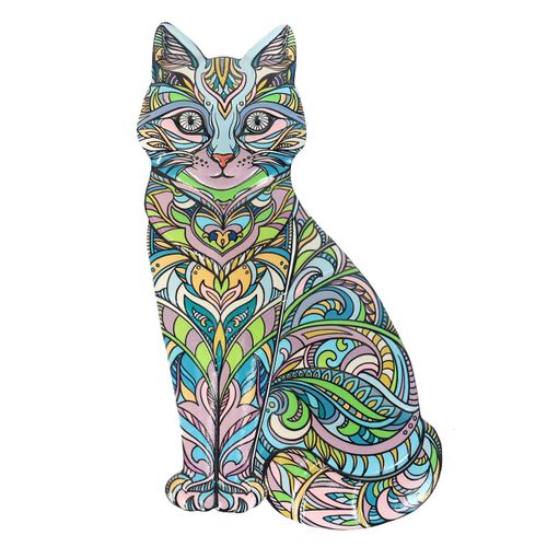 ORIGEN Home Decor Gato Jardin | Figura de Gato Verde - 23x13x1cm para Decoración de Interior y Exterior<br /><br />