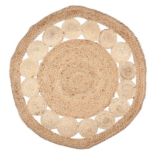 Singes Grimalt By Sigris - Alfombra Yute Redondo | Alfombras Redondas, Decoración Natural - Diámetro 90 Cm | Color: Beige