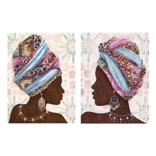 By Sigris - Cuadro Mujer Africana 2 Unidades Marrón de Pintura | Cuadro Cuadros Decoracion Salon Cuadros Para Dormitorios Modernos 80x4x60cm