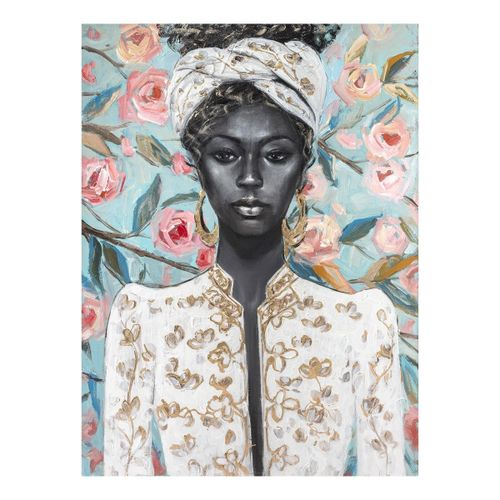 Signes Grimalt By SIGRIS - Cuadro Mujer Africana Negro de Pintura | Cuadro Cuadros Decoracion Salon Cuadros Para Dormitorios Modernos 100x4x80cm