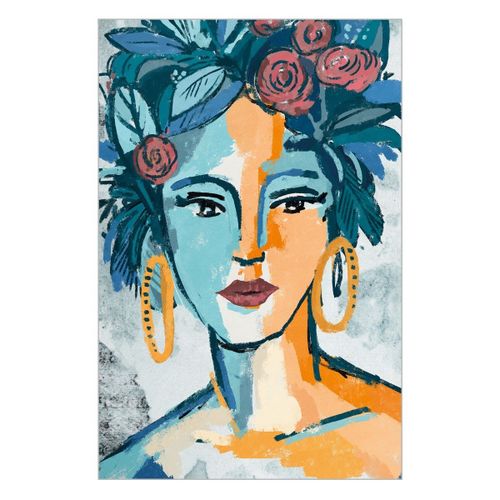 Signes Grimalt By SIGRIS - Cuadro Frida Azul de Pintura | Cuadro Cuadros Decoracion Salon Cuadros Para Dormitorios Modernos 93x3x63cm