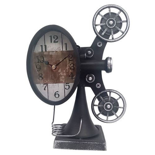 Signes Grimalt By SIGRIS - Reloj Cinema Vintage Negro de Metal | Reloj Sobremesa Reloj Sobremesa Vintage Relojes Decorativos De Mesa 30x11x22cm