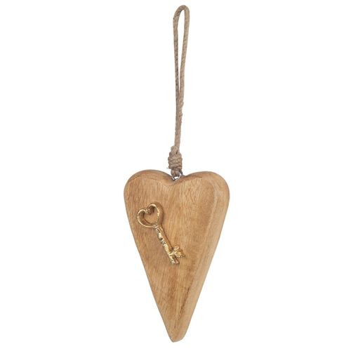 Origen Home Decor - Golgante Corazón Con Llave Decoracion | Colgantes Marrón - 16x3x10 Cm