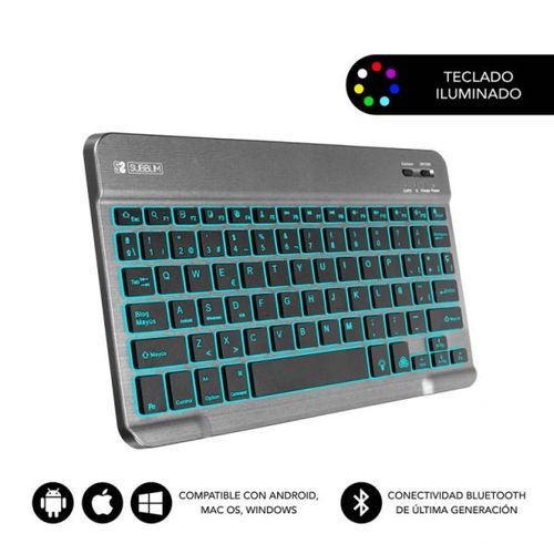 FUNDA TECLADO TABLET SUBBLIM SMART BACKLIT BT KEYBOARD GREY
