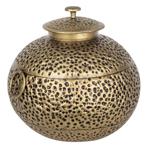 <br />Jarron grande étnico dorado para decoración de hogar<br /><br />