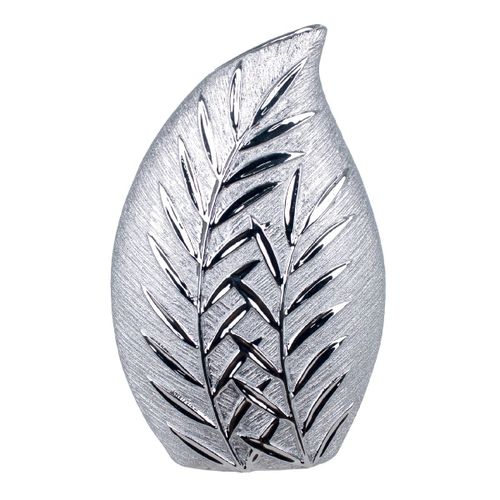By SIGRIS Jarrón PLATEADO de Ceramica 35*9*21cm