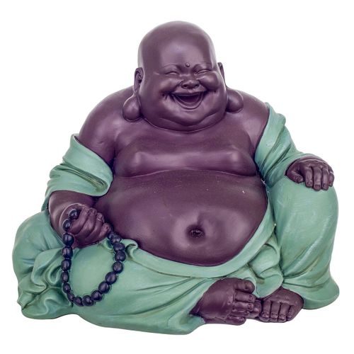 Signes Grimalt By SIGRIS - Figura Buda sonriendo Verde de Resina | Figura de Buda Figuras Decorativas Decoracion Salon 20x20x27cm