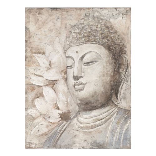Signes Grimalt By SIGRIS - Cuadro Buda Gris de Pintura | Cuadro Cuadros Decoracion Salon Cuadros Para Dormitorios Modernos 100x4x80cm
