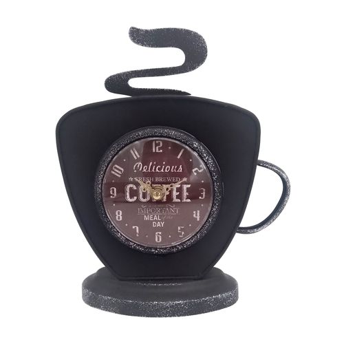 Signes Grimalt By SIGRIS - Reloj Taza Coffee Vintage Negro de Metal | Reloj Sobremesa Reloj Sobremesa Vintage Relojes Decorativos De Mesa 26x9x22cm