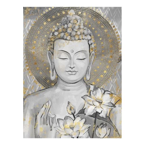 Signes Grimalt By SIGRIS - Cuadro Buda Gris de Pintura | Cuadro Cuadros Decoracion Salon Cuadros Para Dormitorios Modernos 100x5x80cm