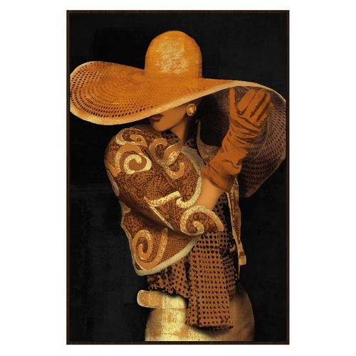 Signes Grimalt By SIGRIS - Cuadro mujer sombrero Amarillo de Pintura | Cuadro Cuadros Decoracion Salon Cuadros Para Dormitorios Modernos 123x5x83cm