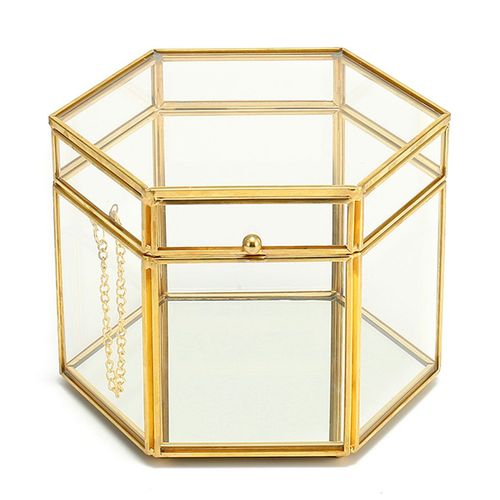 Signes Grimalt By Sigris - Joyero Organizador Vitrina Dorado De Cristal Vidrio | Vitrina 13x15x18cm