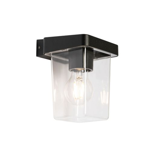 Qazqa Moderne Moderne Buiten Wandlamp Zwart Ip54 - Chimay Aluminium /Plastique Noir Rectangulaire / Extérieur / Jardin / Luminaire / Lumiere / Éclairage E27 Max. 1 X 20 Watt
