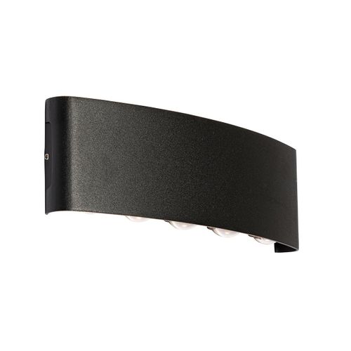 Qazqa Moderne Buiten Wandlamp Zwart Incl. Led 10-Lichts Ip54 - Silly Aluminium /Plastique Noir Oblongue / Éclairage Dessus Dessous / Extérieur / Jardin / Luminaire / Lumiere Led (Non...